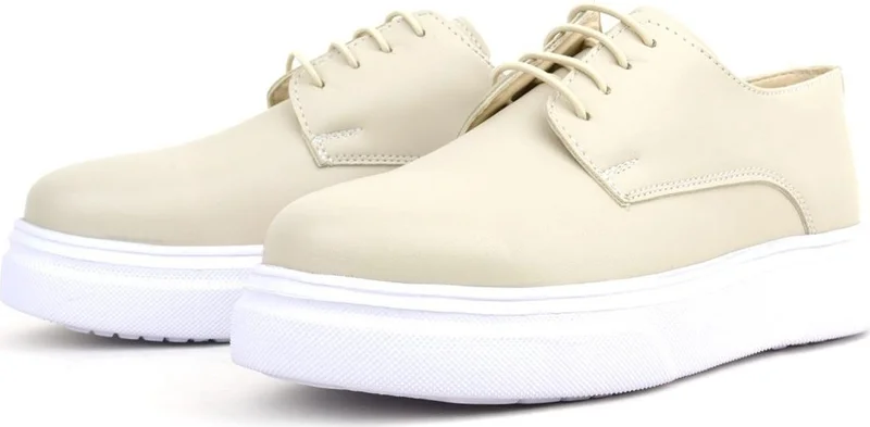 راكربلاس Derby Cream Skin High Sole Kids Classic Shoes