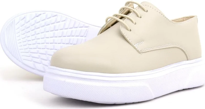 راكربلاس Derby Cream Skin High Sole Kids Classic Shoes