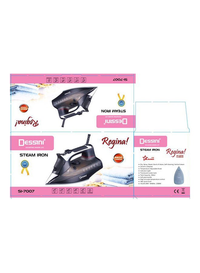 ديسيني جهاز كي بالبخار بقاعدة من السيراميك 350 ml 2200 W SI7007 أسود/ فضي - Image 2