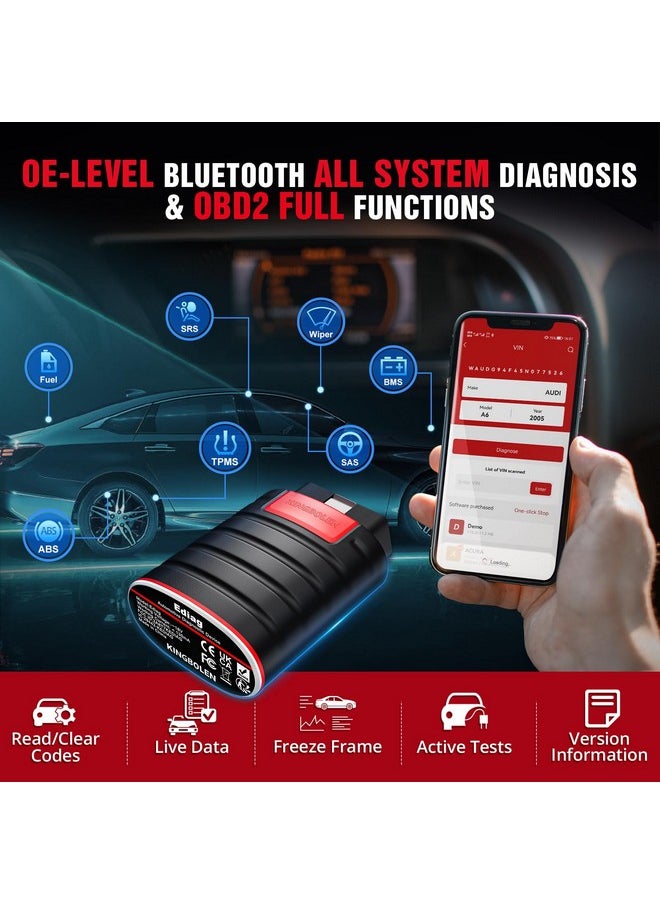kingbolen KINGBOLEN Ediag All Systems Obd2 Scanner Bluetooth, Bidirectional OBDII Diagnostic Tool with ECU Coding, Active Test, 15+ Reset Functions, TPMS Reset for iPhone & Android, All Software 1 Year Free  - Image 3