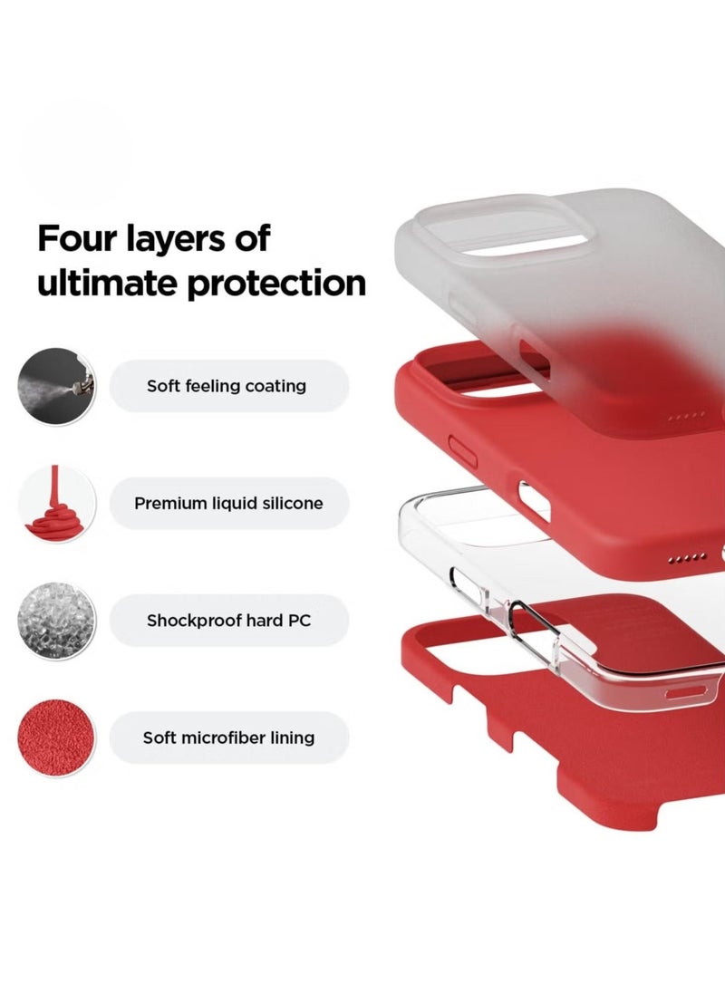 Raxoom iPhone 16 Pro Case Cover – Full Body Protection, Shockproof, Slim Design with Anti-Scratch Soft Microfiber Lining – Red - Image 4
