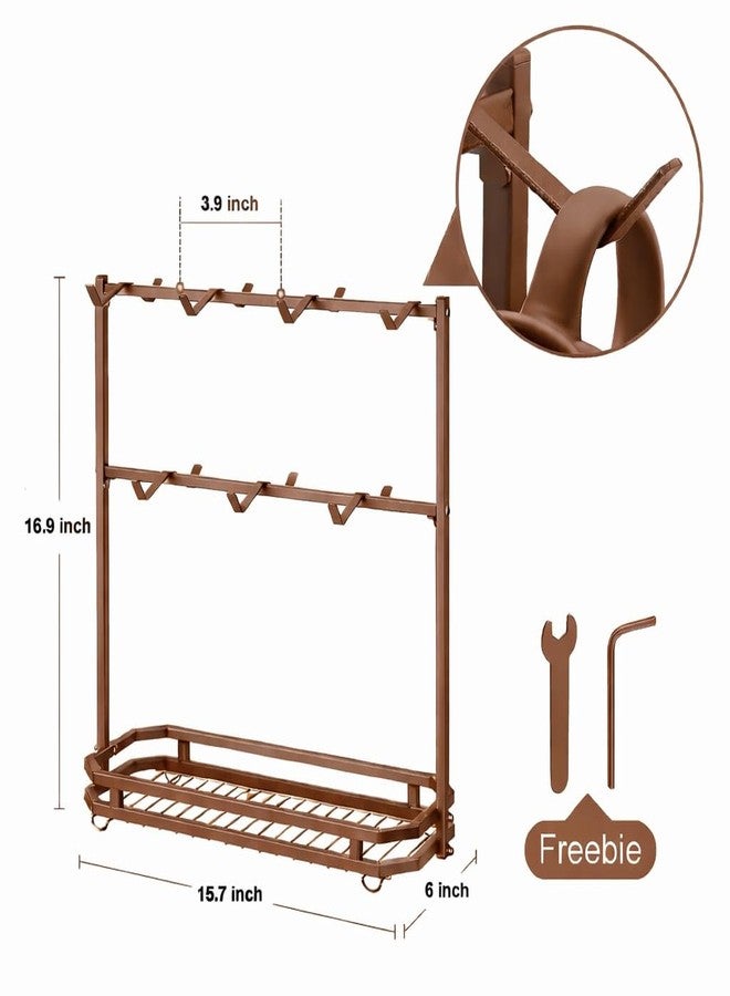 OGFC 57522 Large Coffee Mug Holder Stand Countertop for 14 Mugs, 2 Tier Counter Mug Display Storage, Metal Wire Tea Cup Holder for Coffee Station Kitchen Organizer, Not Included Mugs - Brown - Image 3