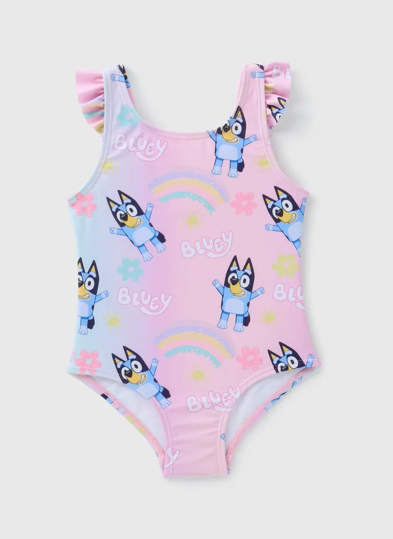 Matalan Bluey Kids Pink Rainbow Swimsuit