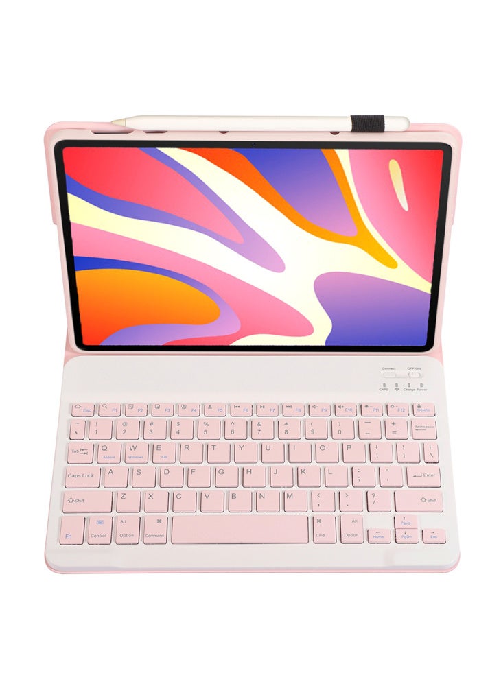 AH21 For Huawei MatePad SE 11 Leather+TPU Tablet Cover with Bluetooth-compatible Keyboard - Pink - Image 2
