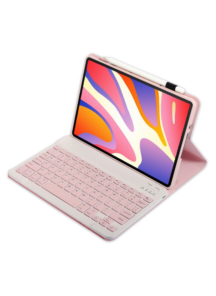 AH21 For Huawei MatePad SE 11 Leather+TPU Tablet Cover with Bluetooth-compatible Keyboard - Pink - Image 3