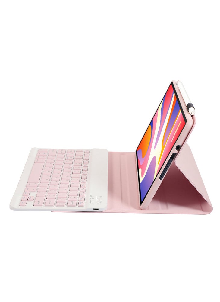 AH21 For Huawei MatePad SE 11 Leather+TPU Tablet Cover with Bluetooth-compatible Keyboard - Pink - Image 4