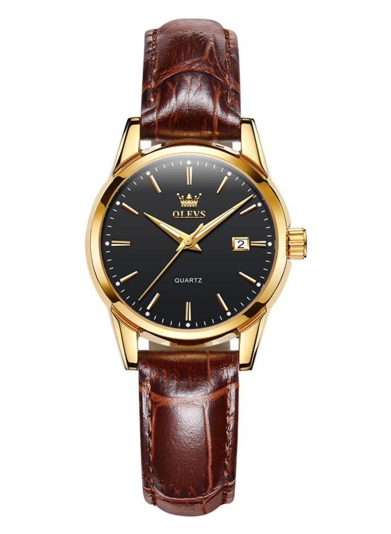 OLEVS Watches for Women Quartz Analog Water Resistant Leather Watch 6898 - Image 1