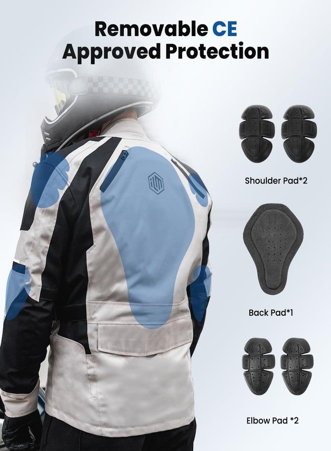 ILM Motorcycle Jacket Adventure Mens Riding Armored Airflow Dirt Bike Touring Waterproof Clothing All Season Model RL01, Grey, L - Image 4