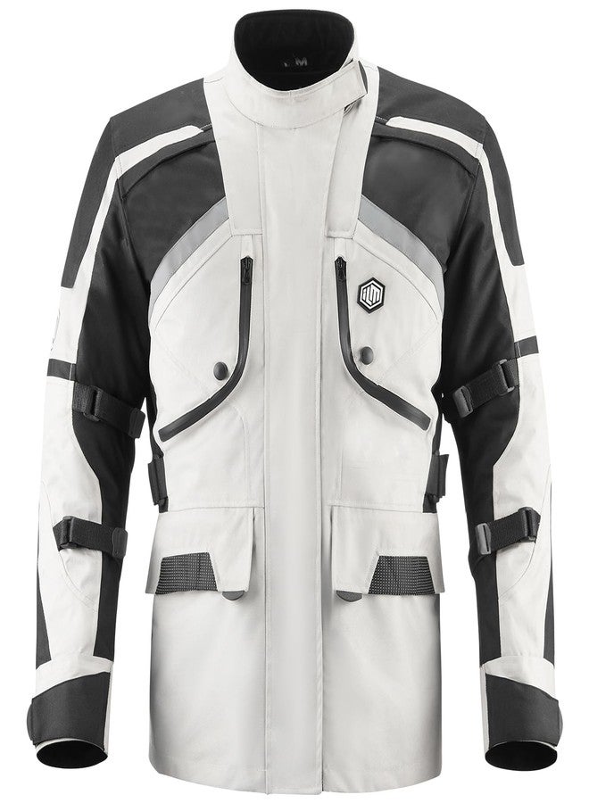 ILM Motorcycle Jacket Adventure Mens Riding Armored Airflow Dirt Bike Touring Waterproof Clothing All Season Model RL01, Grey, L - Image 1