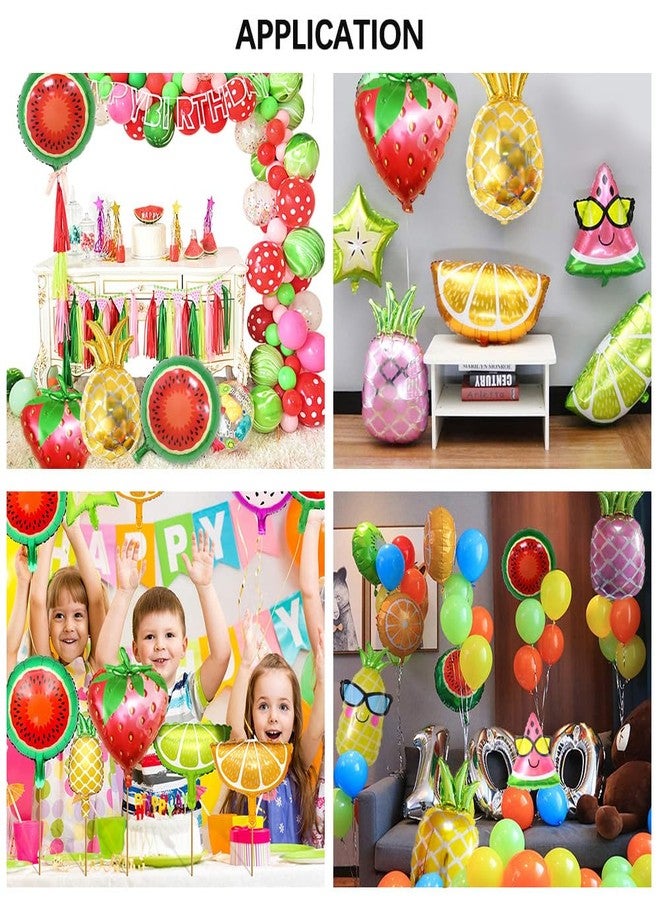 LZYMSZ 10PCS Fruit Mylar Balloons, Helium Foil Hawaii Party Balloons, 10 Styles Colorful Balloons Pineapple Watermelon Strawberry Lemon Orange for Beach Party Wedding Birthday Baby Shower Decoration - Image 5
