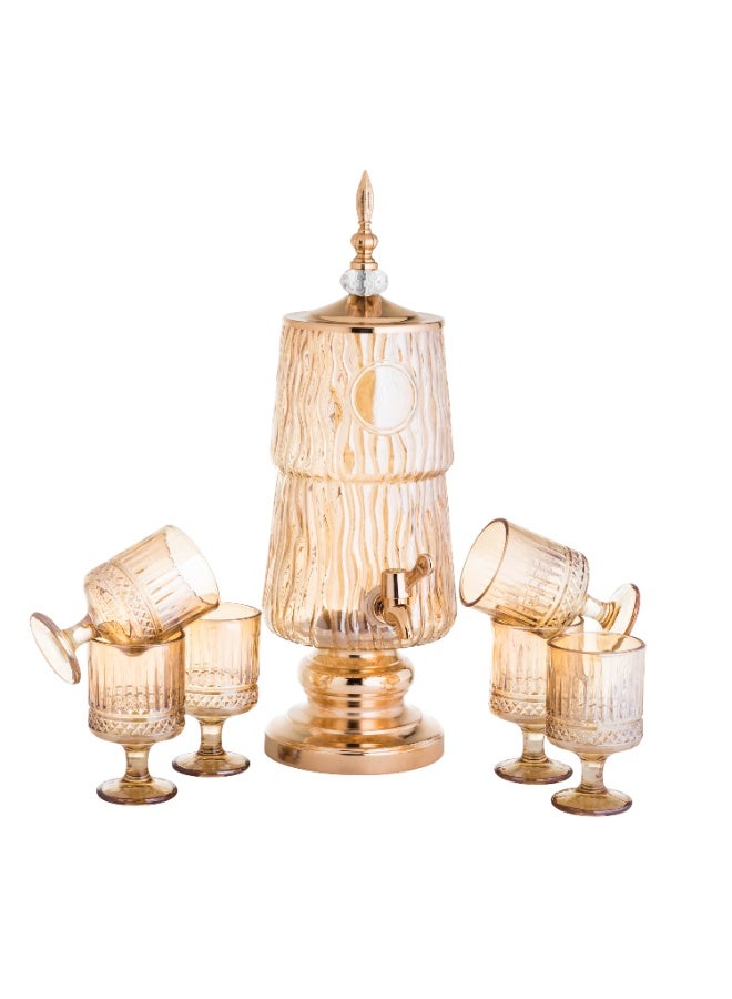 BASURRAH Glass Juice Dispenser Set with Glasses 7-Piece - Image 4