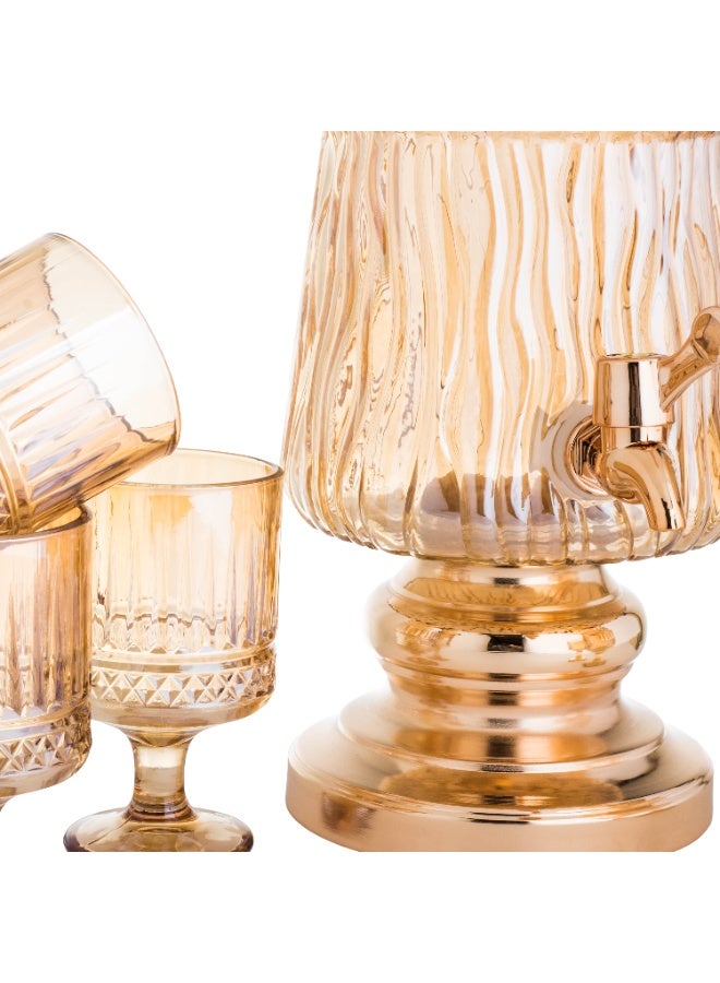 BASURRAH Glass Juice Dispenser Set with Glasses 7-Piece - Image 5