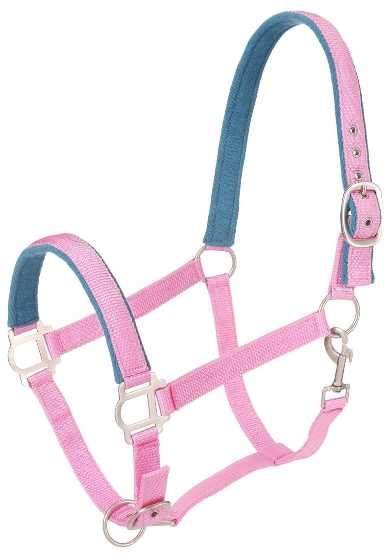 Tough 1 Nylon Padded Halter with Satin Hardware, Pink, Horse - Image 1