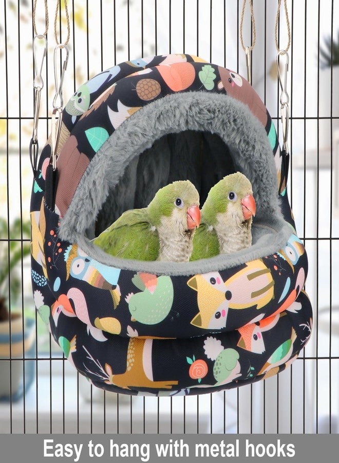 Reshiho Bird Nest House Winter Warm Bird Bed Hanging Hammock Snuggle Hut for Parakeets Budgies Cockatiels Conures Quaker Parrot (Medium, Black) - Image 4