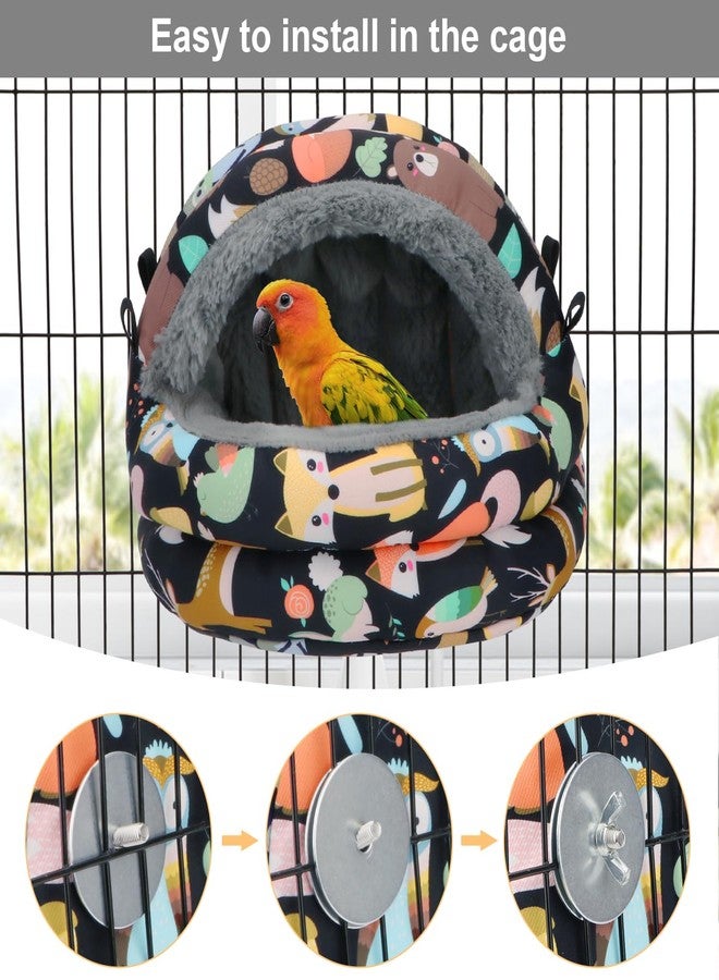 Reshiho Bird Nest House Winter Warm Bird Bed Hanging Hammock Snuggle Hut for Parakeets Budgies Cockatiels Conures Quaker Parrot (Medium, Black) - Image 2
