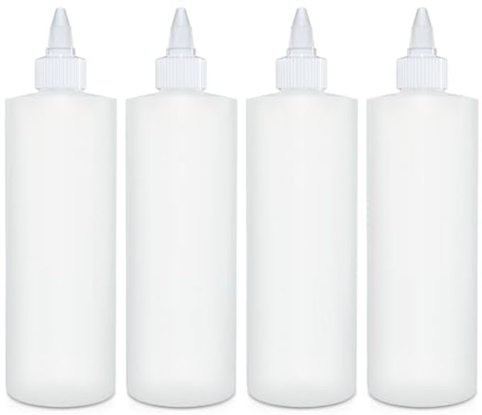 BRIGHTFROM Condiment Squeeze Bottles, 16 OZ Empty Squirt Bottle with Twist Top Cap, Leak Proof - Great for Ketchup, Mustard, Syrup, Sauces, Dressing, Oil, Arts and Crafts, BPA FREE Plastic - 4 PACK - Image 1
