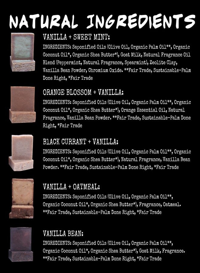 BLUEBYRD SOAP CO. Bluebyrd Soap Assorted Set of Vanilla Handmade Bar Soaps, 5 Pack | Moisturizing Shea Butter & Coconut Oil, Organic Sustainable Ingredients -Vanilla Bean, Mint, Orange, Oatmeal, Currant (Vanilla) - Image 3