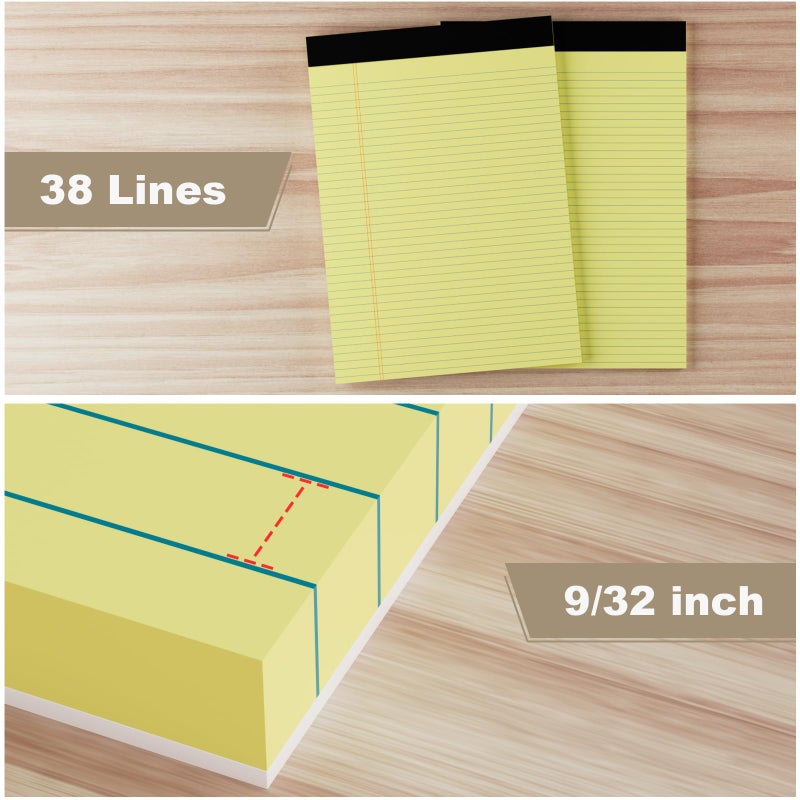 AILZFEI 12 Pack Yellow Legal Pads 8.5 x 11.75 College Ruled Yellow Note Pad Narrow Ruled 30 Sheets Notepads Perforated Writing Pad Clear Print 8x11 Legal Pads Pads of Paper - Image 5