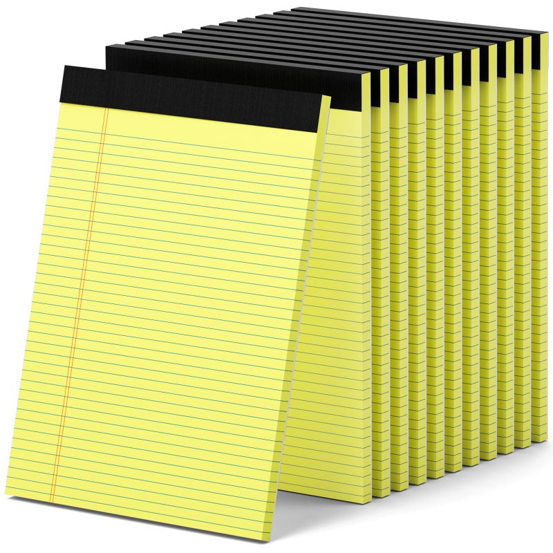 AILZFEI 12 Pack Yellow Legal Pads 8.5 x 11.75 College Ruled Yellow Note Pad Narrow Ruled 30 Sheets Notepads Perforated Writing Pad Clear Print 8x11 Legal Pads Pads of Paper - Image 1