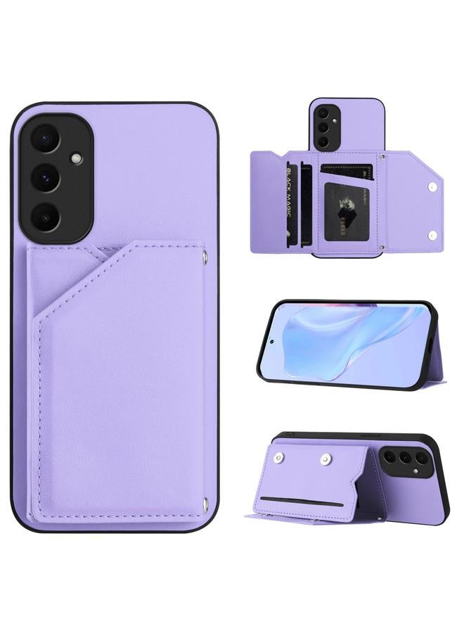 S-TOP Case For Samsung Galaxy A55 5G Skin Feel Four Card Slots Phone Case with Wrist Strap - Image 1