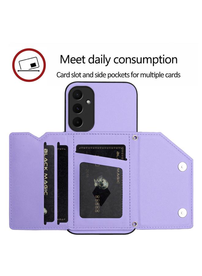 S-TOP Case For Samsung Galaxy A55 5G Skin Feel Four Card Slots Phone Case with Wrist Strap - Image 5
