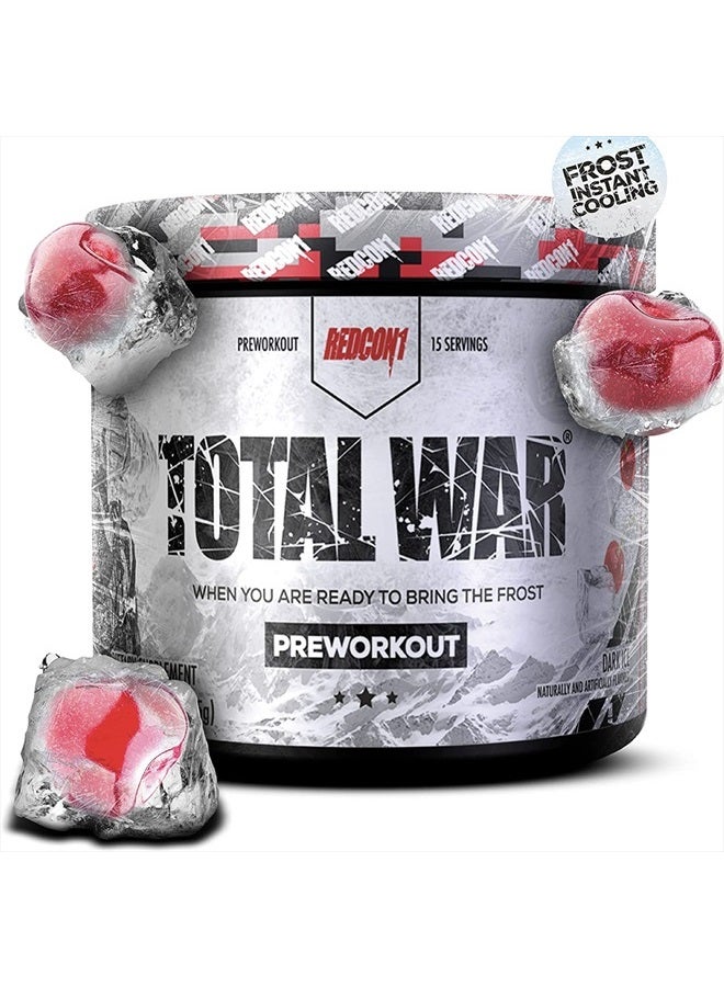 REDCON1 مسحوق ما قبل التمرين توتال وور - تعزيز التحمل، اليقظة، زيادة ضخ السيترولين ماليت وبيتا ألانين - سريع المفعول، يحتوي على الكافيين، ما قبل التمرين للرجال والنساء (داكن الجليد، 15 حصة) - Image 1