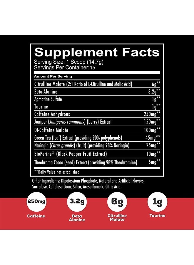 REDCON1 مسحوق ما قبل التمرين توتال وور - تعزيز التحمل، اليقظة، زيادة ضخ السيترولين ماليت وبيتا ألانين - سريع المفعول، يحتوي على الكافيين، ما قبل التمرين للرجال والنساء (داكن الجليد، 15 حصة) - Image 2