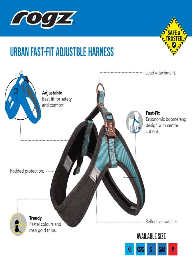 Rogz Urban Fast Fit Adjustable Harness Small/Medium fits Chest 18.5in - Turquoise Moon - Image 5