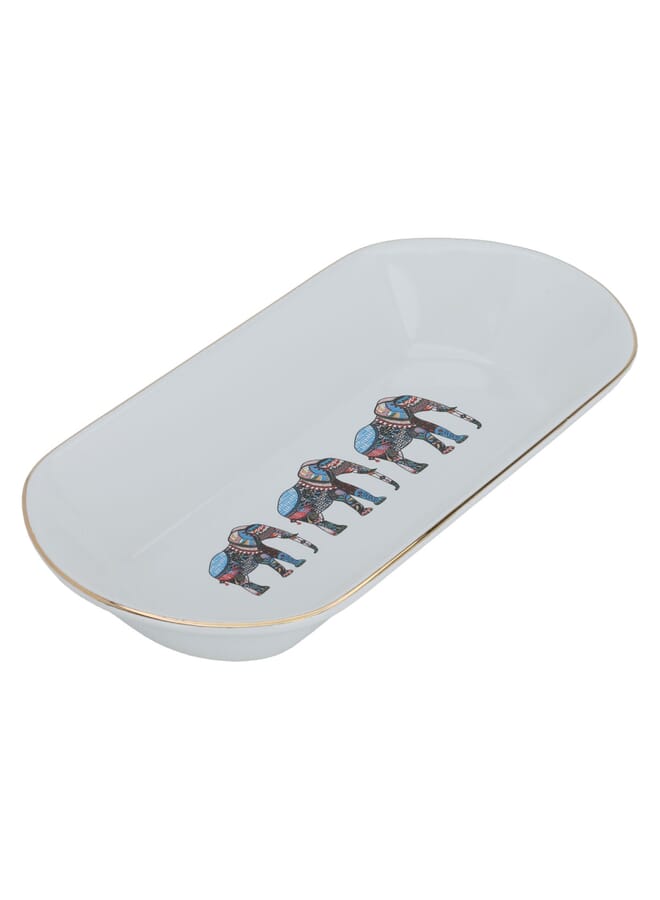 Alsaif Gallery White porcelain serving plate, elephant engraving, 29 cm - Image 3