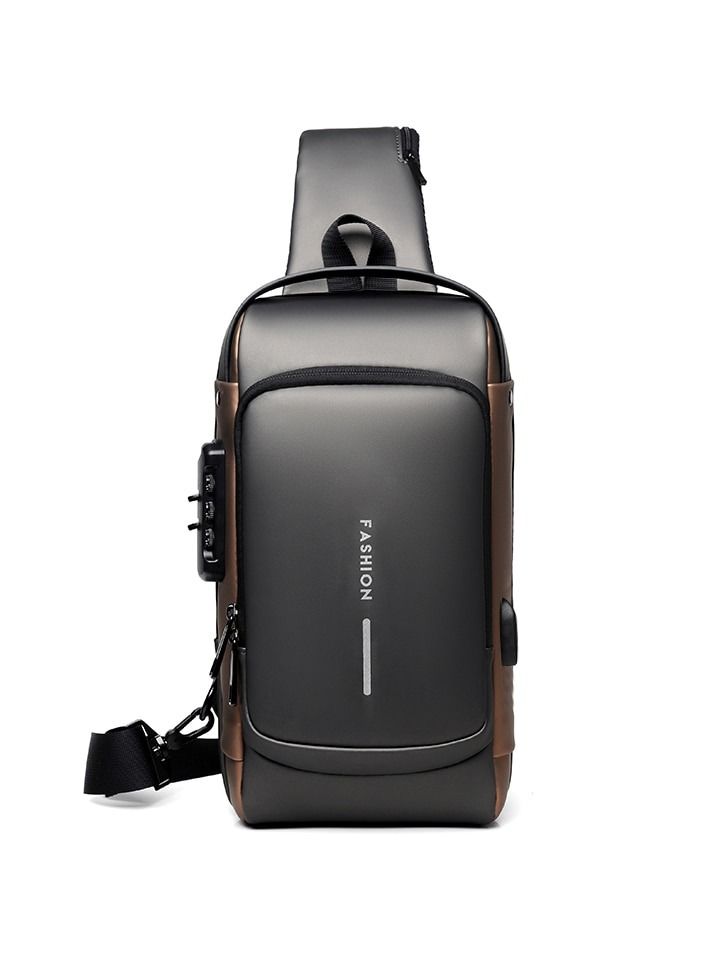 USB Charging Sports Bag Male Anti-theft Chest Bag With Password Lock Large Capacity Waterproof Sports Crossbody Daypack - Image 3