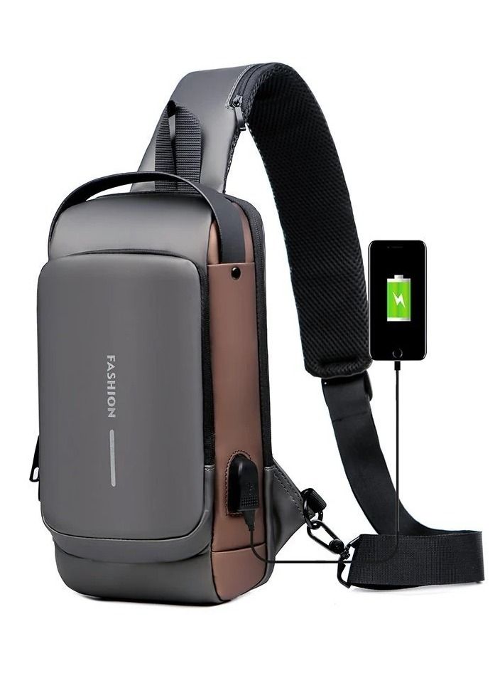 USB Charging Sports Bag Male Anti-theft Chest Bag With Password Lock Large Capacity Waterproof Sports Crossbody Daypack - Image 1