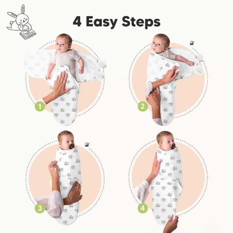 KeaBabies 3-Pack Organic Baby Swaddle Sleep Sacks - Swaddles for Newborns, Infant 0-3 Months, Baby Girls, Boys, Soft & Snug Newborn Sleep Sack, Nursery Swaddling Blankets (The Wild 2) - Image 3