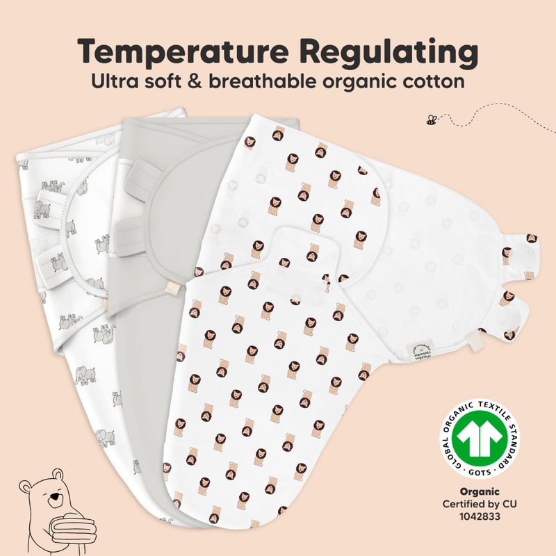 KeaBabies 3-Pack Organic Baby Swaddle Sleep Sacks - Swaddles for Newborns, Infant 0-3 Months, Baby Girls, Boys, Soft & Snug Newborn Sleep Sack, Nursery Swaddling Blankets (The Wild 2) - Image 4