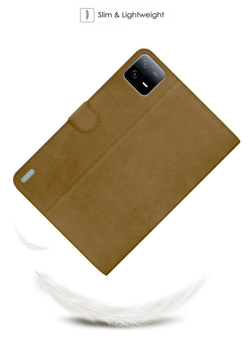 Wtech PU Leather Flip Case Cover For Xiaomi Pad 6 / Pad 6 Pro 11 Inch 2023 Light Brown - Image 2