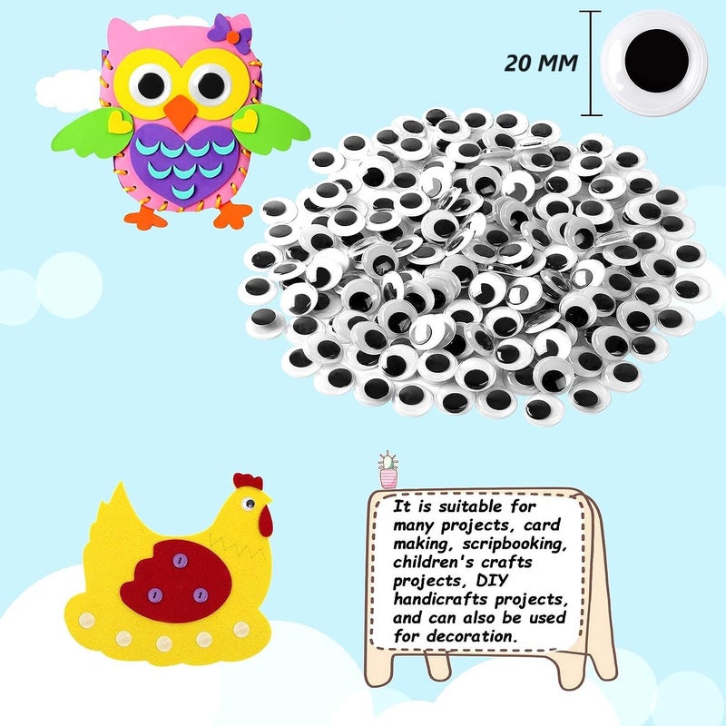 Prescent 40 pc Round Googly Wiggle Eyes 20 mm for Art Carft, Doll Making, Silly Sock, DIY (20 mm - 40 pc) - Image 2