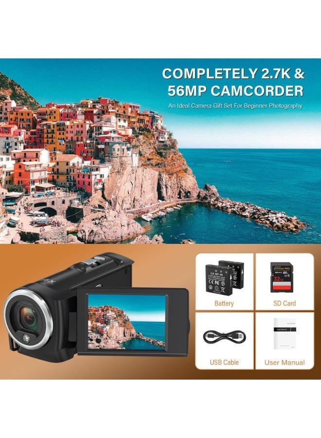 Digisand Portable 2.7K 56MP Digital Camera | 16x Zoom + Dual Batteries + LED Lighting | Versatile for YouTube Live Streaming / Traveling / Meetings - Image 4