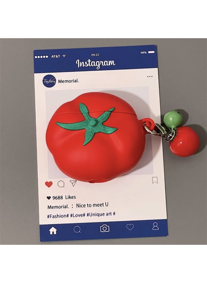 Generic Ins Small Tomato Earphone Set For Airpods4/2 Generation For Apple Wireless Bluetooth Protective Case Pro2/3 Cute-Color:Tomato + Small Pendant-Applicable Models:airpods 4  - Image 4