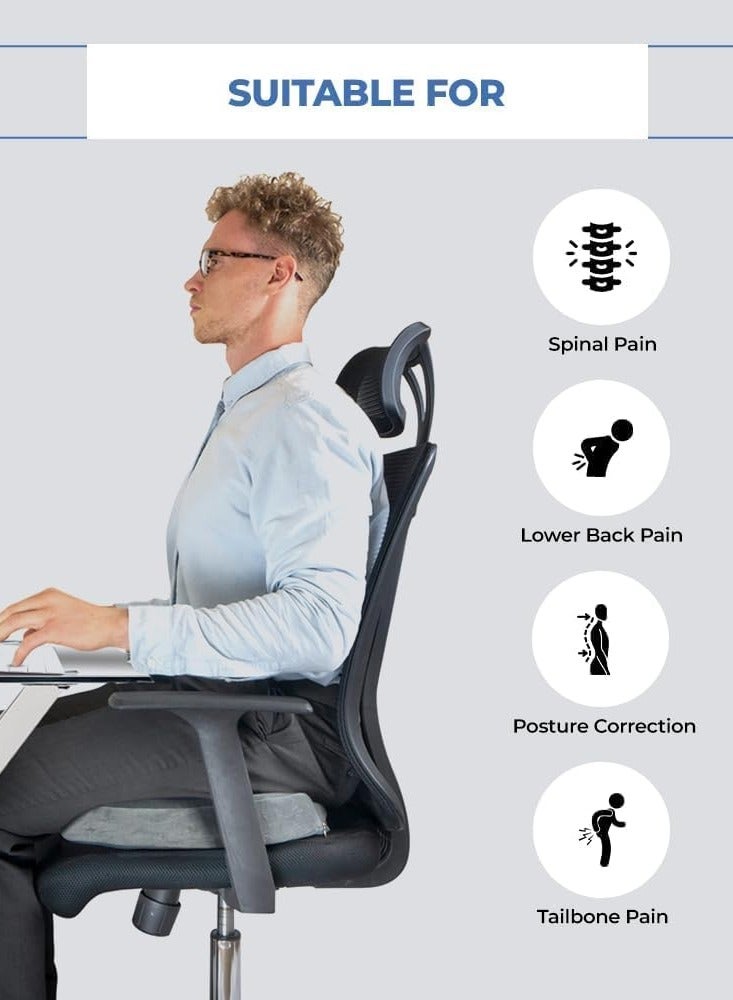 JUNARIS Gel Seat Cushion - Non-Slip Orthopedic Gel & Memory Foam Coccyx Cushion for Tailbone Pain - Chair Cushion for Long Sitting  - Office Chair Car Seat Cushion - Sciatica & Back Pain Relief,Back Support  - Image 3