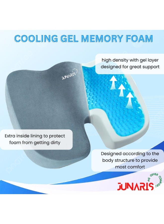 JUNARIS Gel Seat Cushion - Non-Slip Orthopedic Gel & Memory Foam Coccyx Cushion for Tailbone Pain - Chair Cushion for Long Sitting  - Office Chair Car Seat Cushion - Sciatica & Back Pain Relief,Back Support  - Image 5