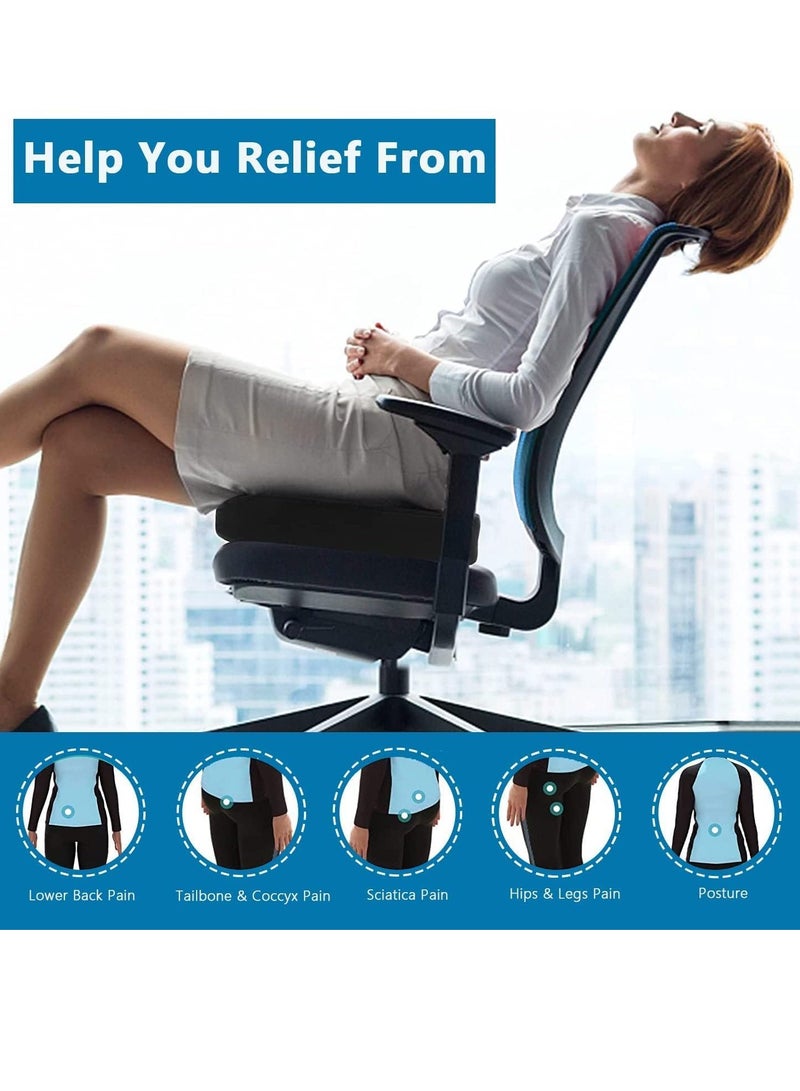 جوناريس وسادة مقعد جل - وسادة عظم العصعص غير القابلة للانزلاق مصنوعة من الجل وإسفنج الذاكرة لتخفيف آلام عظم الذنب - وسادة كرسي للجلوس لفترات طويلة - وسادة مقعد سيارة لكرسي المكتب - لتخفيف آلام عرق النسا والظهر ودعم الظهر - Image 5