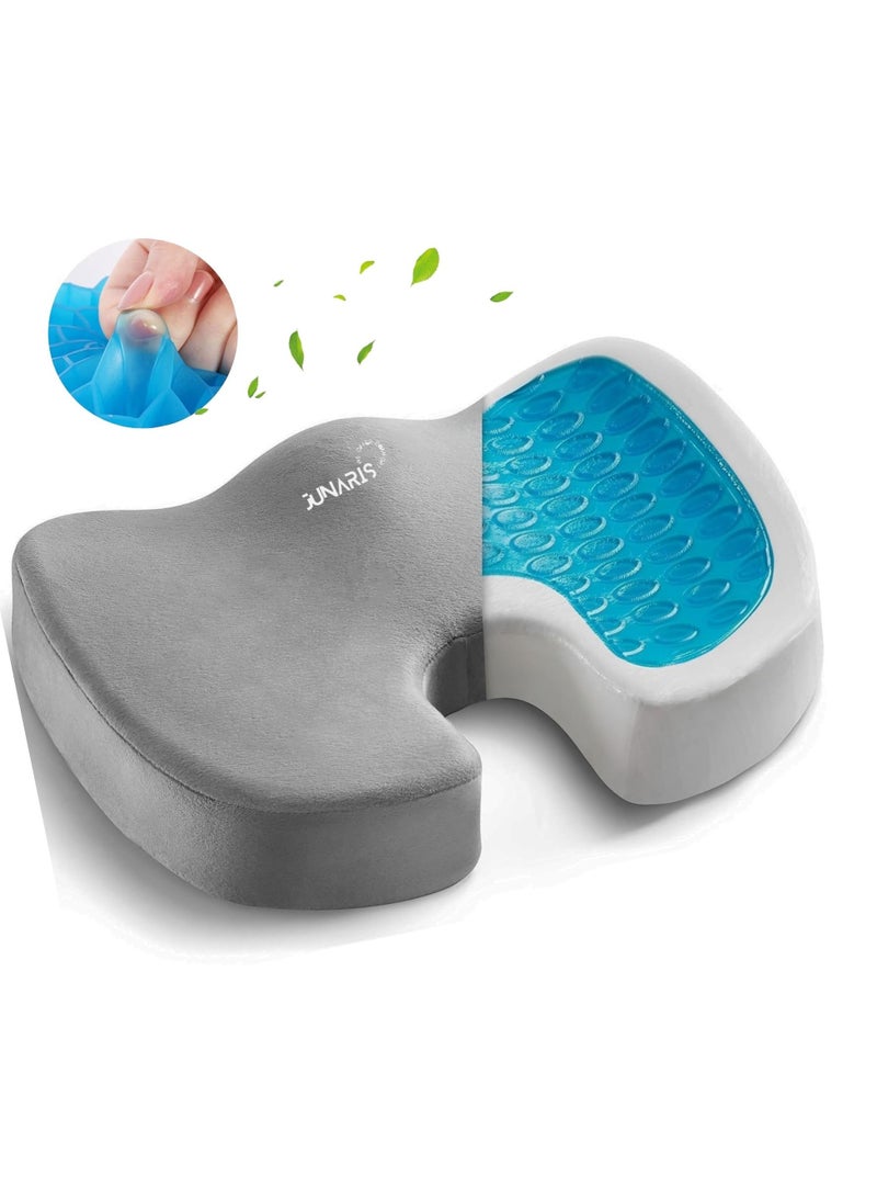 جوناريس وسادة مقعد جل - وسادة عظم العصعص غير القابلة للانزلاق مصنوعة من الجل وإسفنج الذاكرة لتخفيف آلام عظم الذنب - وسادة كرسي للجلوس لفترات طويلة - وسادة مقعد سيارة لكرسي المكتب - لتخفيف آلام عرق النسا والظهر ودعم الظهر - Image 2