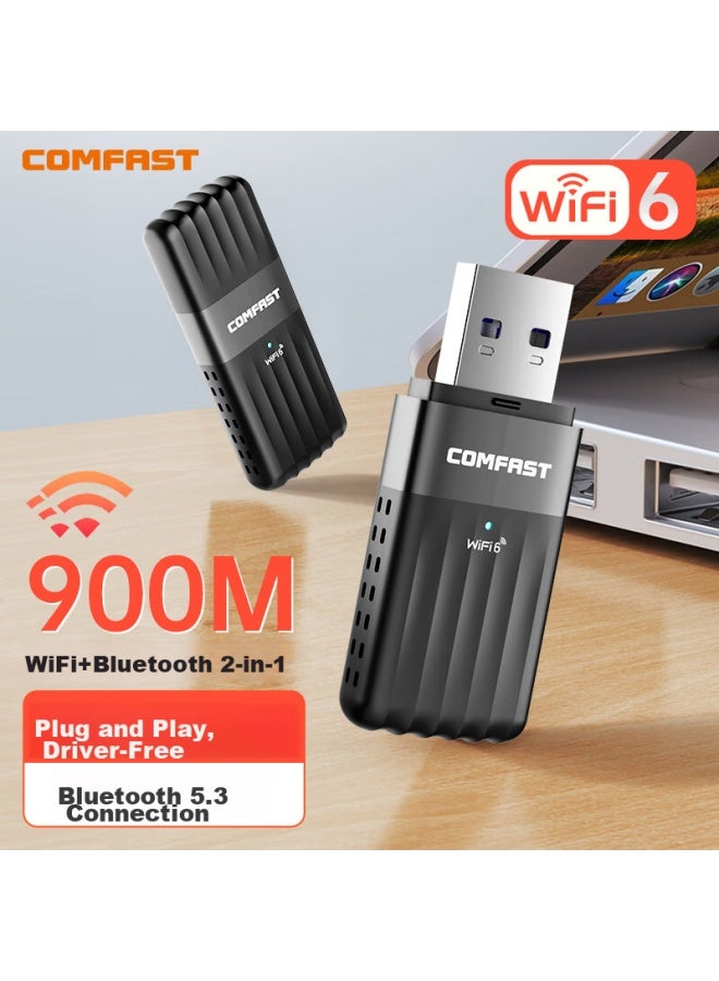 Comfast Ax900 Wifi6 Driverless Usb Wireless Network Adapter For Desktop, Dual-band 5g Bluetooth 5.3, Wireless Bluetooth 2-in Laptop External Wifi Receiver - Image 1