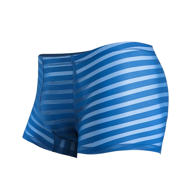 Mens Breathable Ice Silk Boxer Briefs AntibacterialDark Blue (invisible belt) Dark Blue (invisible belt) 