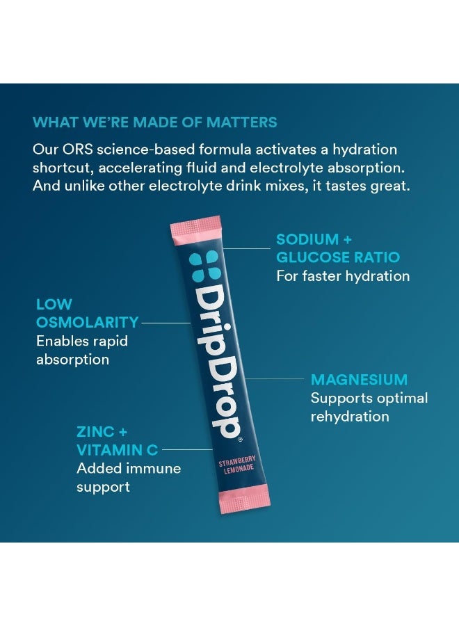 DripDrop Hydration - Electrolyte Powder Packets - Grape, Fruit Punch, Strawberry Lemonade, Cherry - 16 Count - Image 3