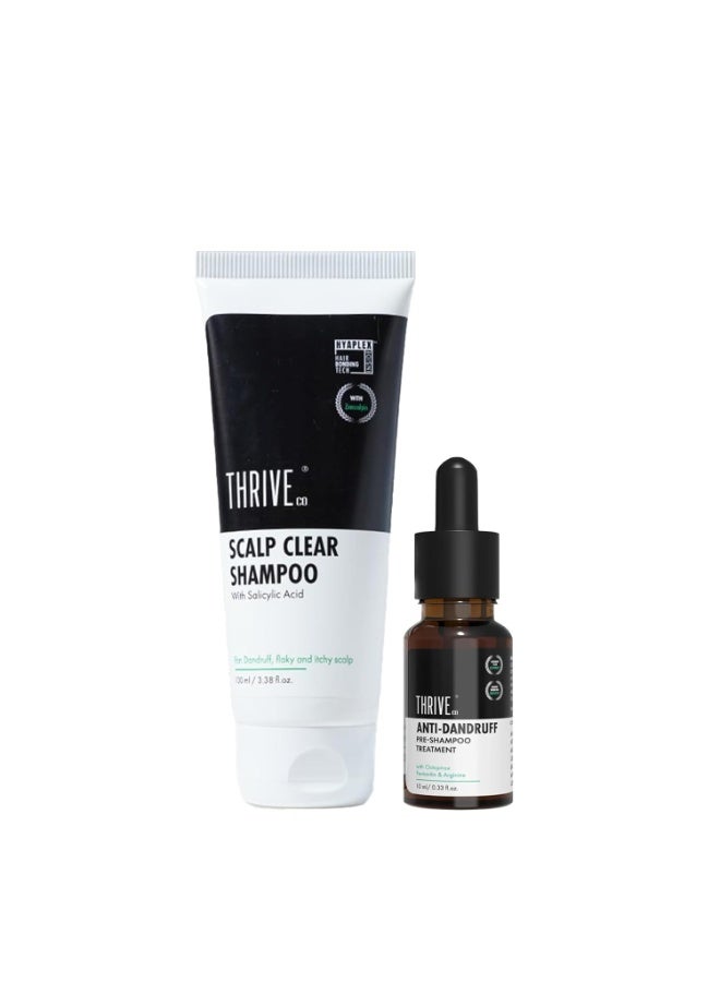 ThriveCo Scalp Care Anti-Dandruff Combo | Pre-Shampoo Serum 10ml + Scalp Clear Shampoo 100ml | Reduces Dandruff, Itchy & Dry Scalp | For Men & Women - Image 1