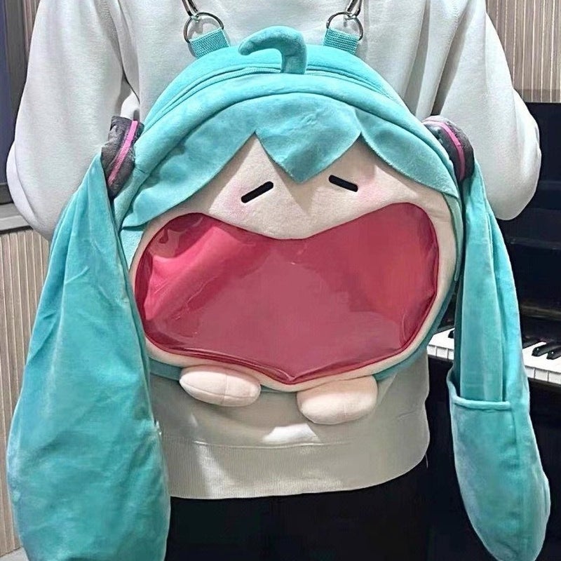 Hatsune Miku Plush Backpack with Cartoon Design - Image 4