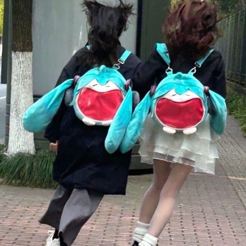 Hatsune Miku Plush Backpack with Cartoon Design - Image 2