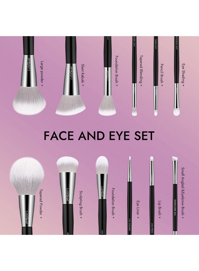 Enther Makeup Brushes Set 12 Pcs Brush Set With Makeup Brush Bag Travel Eye Makeup Brushes Set Professional Enther & Lafeel Cosmetics Foundation Concealers Powder Blush Blending Face Eye Shadows Brush - Image 2