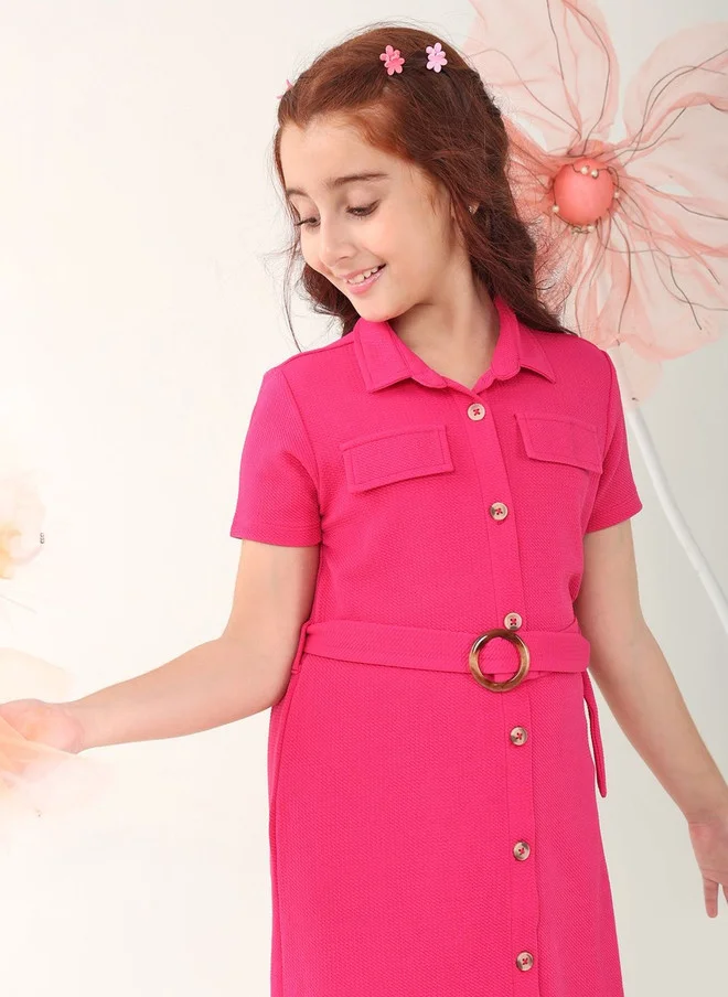 Bonkids BONKIDS Pink Solid Shirt Dress for Girls