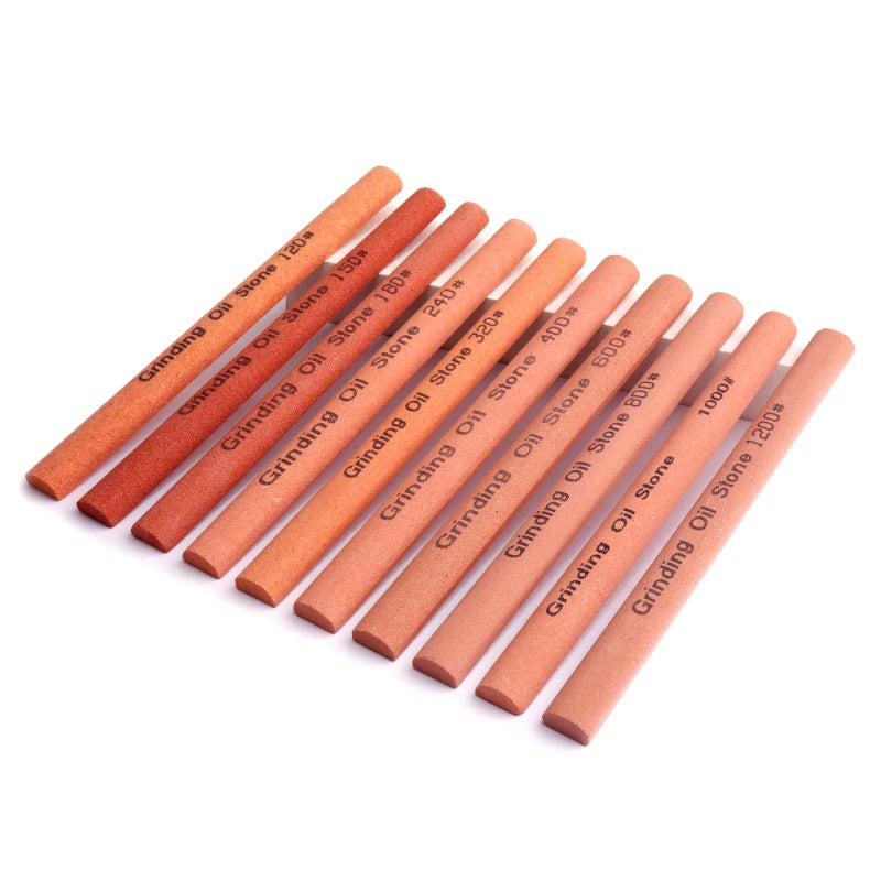 CBRIGHT 10pcs Sharpening Stone Set-10 Grit Semi Cylindrical Assorted Sizes Whetstone Sharpener Polishing Honing Stone Kit 80# 120# 180# 240# 320# 400# 600# 800# 1000# 1200#(5.91x0.47x0.24inch) - Image 1